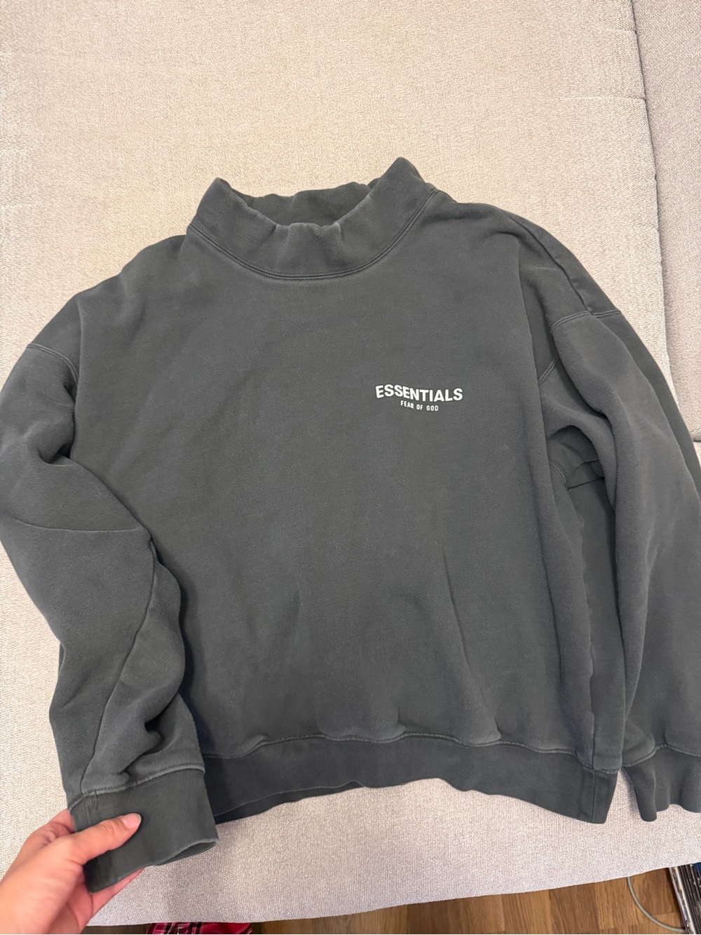 Essentials Black Crewneck Sweatshirt with White Logo